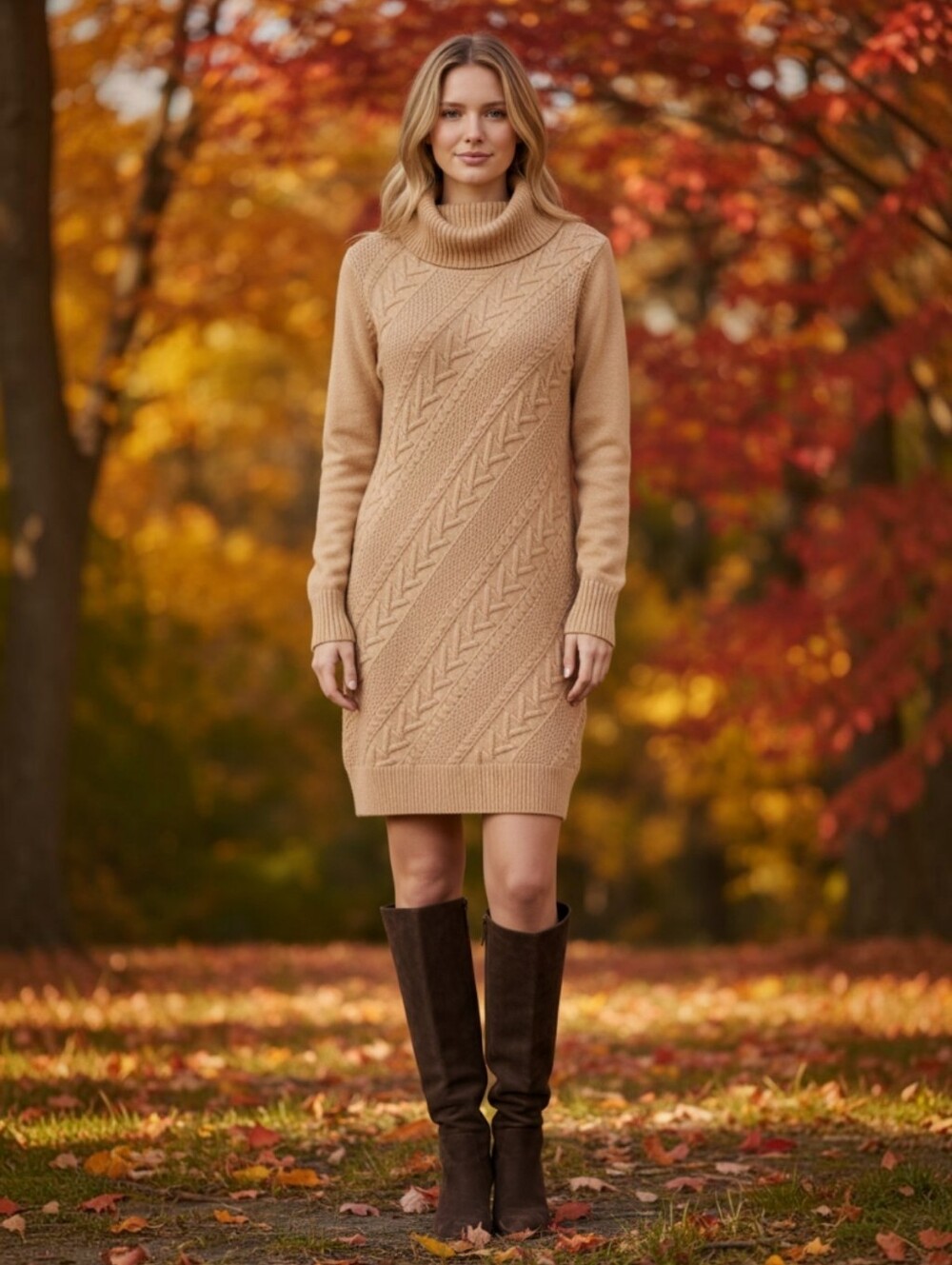 Banana Republic Heritage Merino Wool Blend Cable Knit Sweater Dress Tan size Med